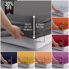 Extra Deep 40 cm Fitted Sheet Bed Sheet for Mattress Single Double King UK Size