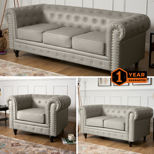 Chesterfield sofa suite grey - chesterfield,