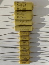 11x Mullard Mustard Capacitors