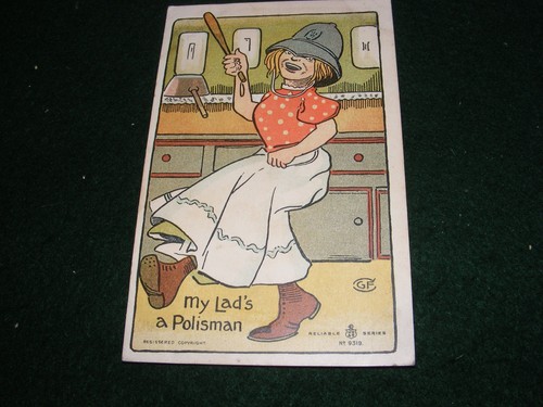 Vintage postcard art policeman - art,