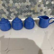Rayware blue 3x Jam Sugar Pots