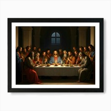 The Last Supper Of Jesus Christ Wit Framed Wall Art Poster Canvas Print Picture