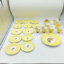 21-Piece Old Royal Bone China Tea Set Floral Yellow White Vintage | Preloved