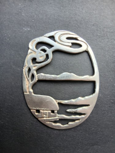 Vintage scottish pewter scarf - scottish,