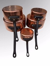 Vintage French Set Of 5 Professional Copper Pans 4.1 kg