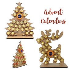Reusable Wooden Christmas Advent Calendar Holds Ferrero Rocher Chocolates Gift