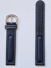 Rotary Swiss Commando Leather Watch Strap Blue 16mm Silver Colour Buckle
