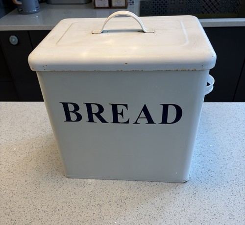 Vintage enamel bread bin - bread,