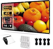 Projector Screen 100 Inch Portable Movie 16:9 HD 4K Foldable Anti-Crease Indoor