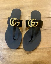 Gucci GG Black Leather Thong