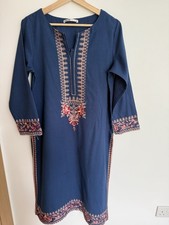 Blue khaadi embroidered Kameez
