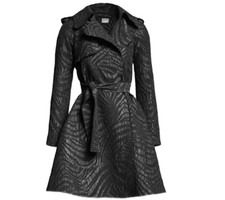 LANVIN for H&M Womens Trench Coat Size 10 6US Black Zebra Wool Blend Lightweight
