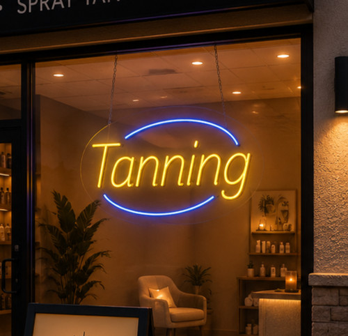 Tanning led neon sign - tanning, x