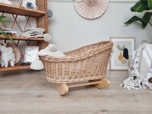 Wicker doll cradle - doll,