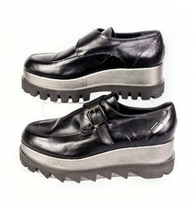 Marco Moreo Isla Milano Women's Black Leather 3" Lug Sole Shoes  EU 41