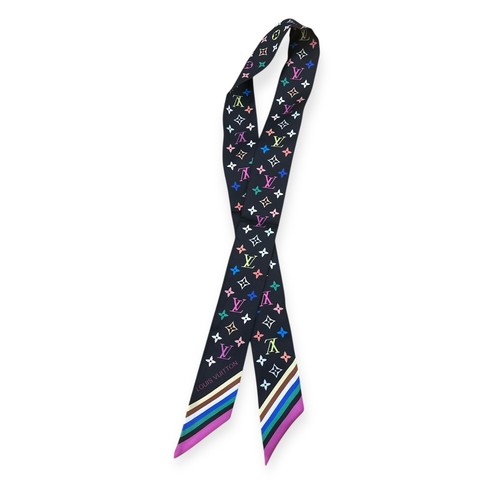 Black monogram silk scarf - monogram,