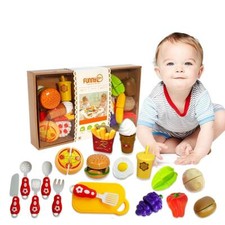 Pretend Play Fruit and Vegetable Fast Food Toys Set kids Kitchen Acessories