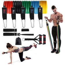 Resistance Bands Exercise Fitness Tubes With Handles Set Home Gym Workout 11pcs