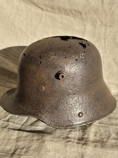 WW1 Original German Army Helmet, Relics with battle damage. Paint, stamps