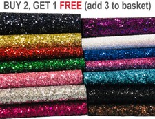 PREMIUM CHUNKY GLITTER FABRIC SPARKLY A4 A5 SHEET VINYL CRAFT BAG WALL DECOR BOW