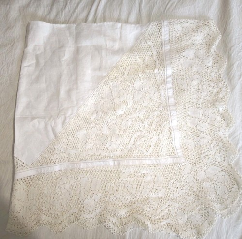 Vintage linen tablecloth hand - vintage,