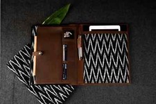 Handmade Leather Portfolio, Planner, Leather Padfolio for men, A4 Folder R BROWN