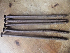 A Set of Five Antique Reclaimed Rusty Old 12 Inch Nails
