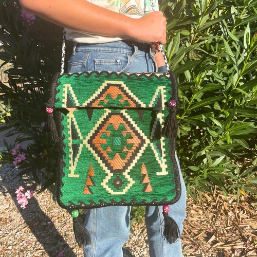 Emerald green kilim - emerald,