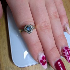 Vintage 9 Carot Gold Ring With Heart Shape Topaz Set With Dimonds