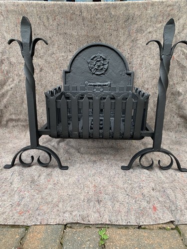 Vintage cast iron fire grate - vintage,