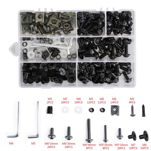 198pcs black fairing bolts - black,