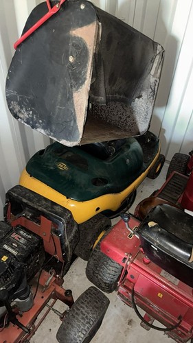 Ride lawn mower - on,