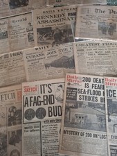 Lot 14 x Original Newspapers 1919 - 1969 Vintage Daily Mirror Mail Sun Express