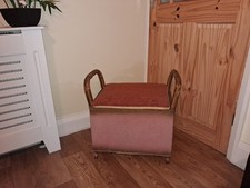 Vintage Lloyd Loom Linen Storage Ottoman Chest Bedroom Chair