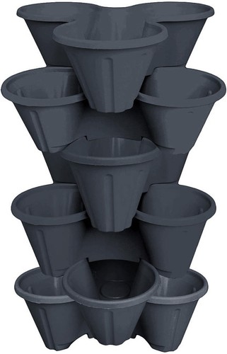 Grey trio stacking planter - stacking,