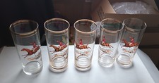 5x Vintage Horse Fox Hunting Scene Glasses  Tumblers 60s/70s