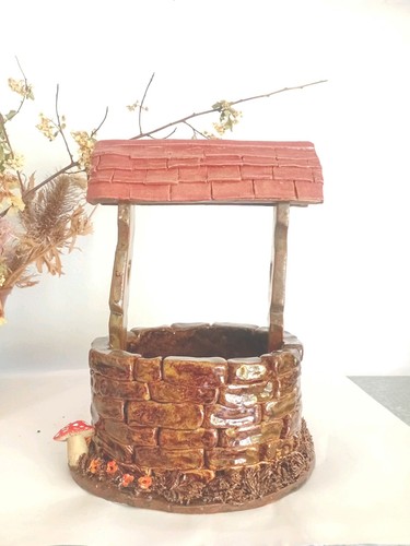 Pottery wishing well - wishing, planter