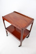 Antique Mahogany Two Tier Trolley -Vintage Tea Drinks Cart Wheeled Storage Table