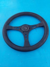 Genuine Raid Irmscher, 360mm black leather 3 spoke steering wheel. Opel etc.  7D