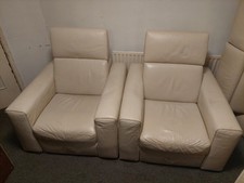 Chairs - Quality Extra Comfy NATUZZI  1+1 Seater Cream Leather Chairs with...