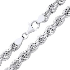 925 Sterling Silver 7mm Chunky Solid Rope Chain 22" 24" 26" 30" - Men’s/Ladies