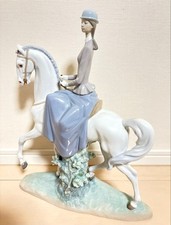 Lladro Woman On Horse Girl The White Large Porcelain Figurine 37×46cm