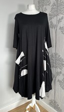 Ralston Cocoon Dress Black And White Abstract Easy Wear Lagenlook Size Small
