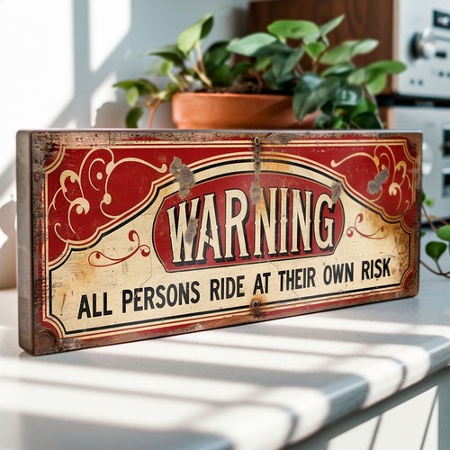 Warning sign ride at - sign, your