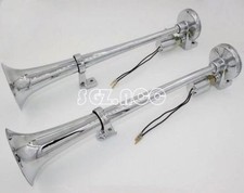 2X 12V SINGLE TRUMPET TRAIN AIR Horn DEAFENING LOUD Horns 150db FAST