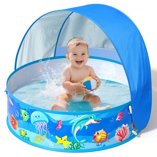 Baby paddling pool with - baby, sun