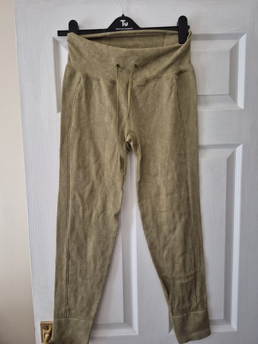 Women green ribbed active - green,