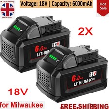 2x 6.0Ah Battery For Milwaukee