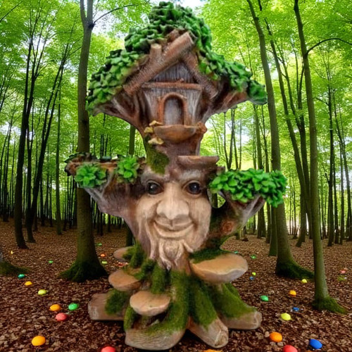 Tree house statue 40cm fairy - tree,
