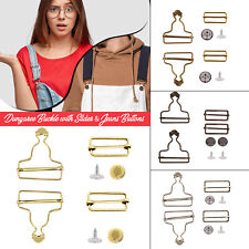 Dungaree Metal Buckle with Adjustable Slider and Jeans Buttons for Jumpsuits